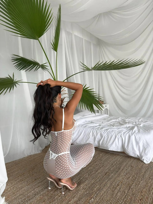 White Sheer Maxi Lingerie Dress