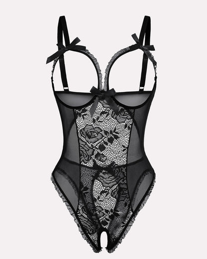 Crotchless Lace Mini Bodysuit