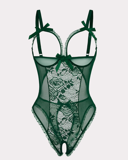 Crotchless Lace Mini Bodysuit