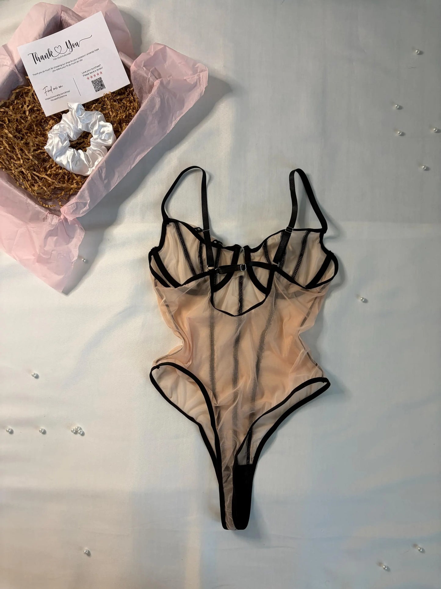 Sparkle & Mesh Rhinestone Backless Bodysuit