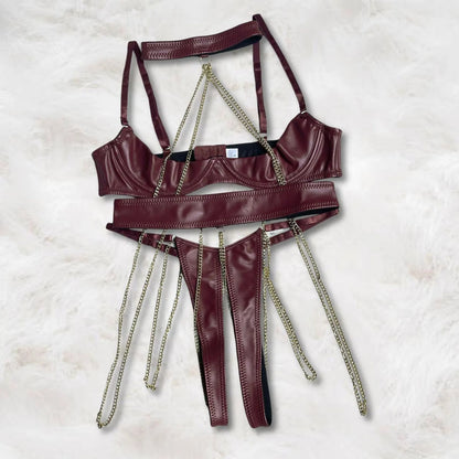 Chain Detail Bralette & Panty Gothic Intimate Wear