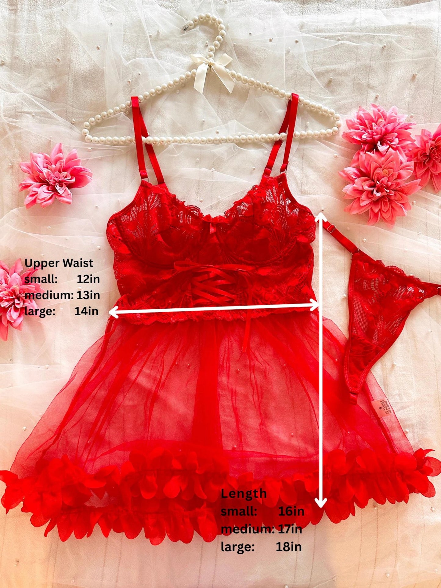 Red Lace Babydoll Lingerie Set ( Buy 2 Get 1 Free )
