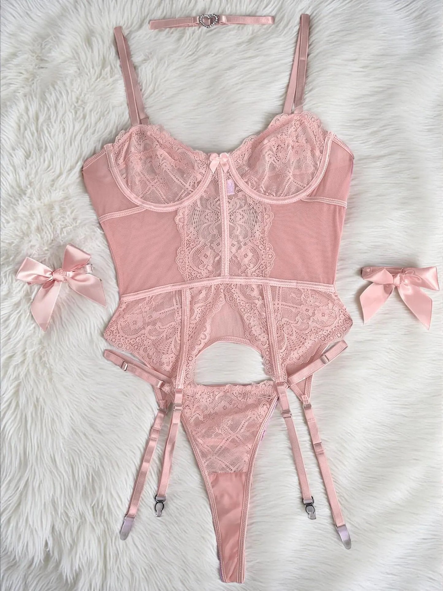Intimate Suit with Soft Straps and Stockings
